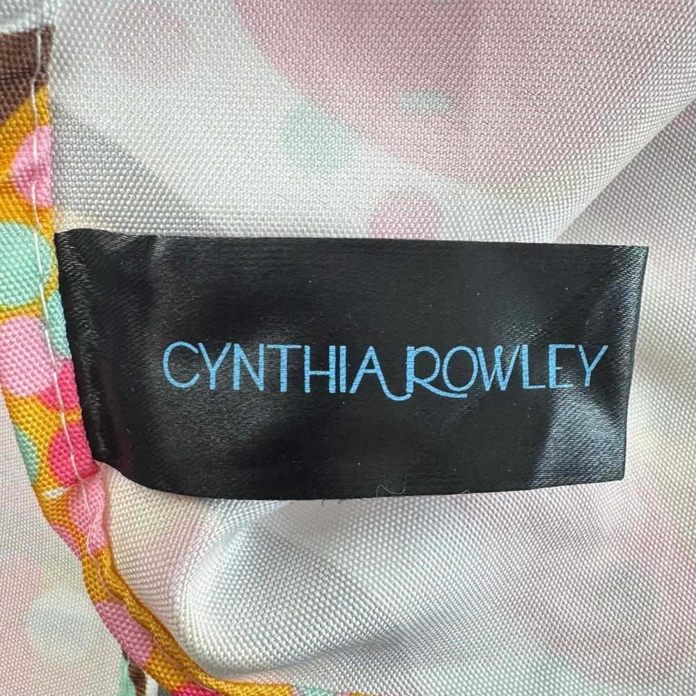 Cynthia Rowley Donut Print Round Tablecloth 70 In White Pink Blue Kitchen Decor